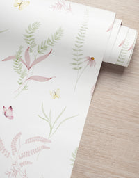 Papel de Parede Adesivo Jardim Rosa