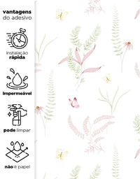 Papel de Parede Adesivo Jardim Rosa
