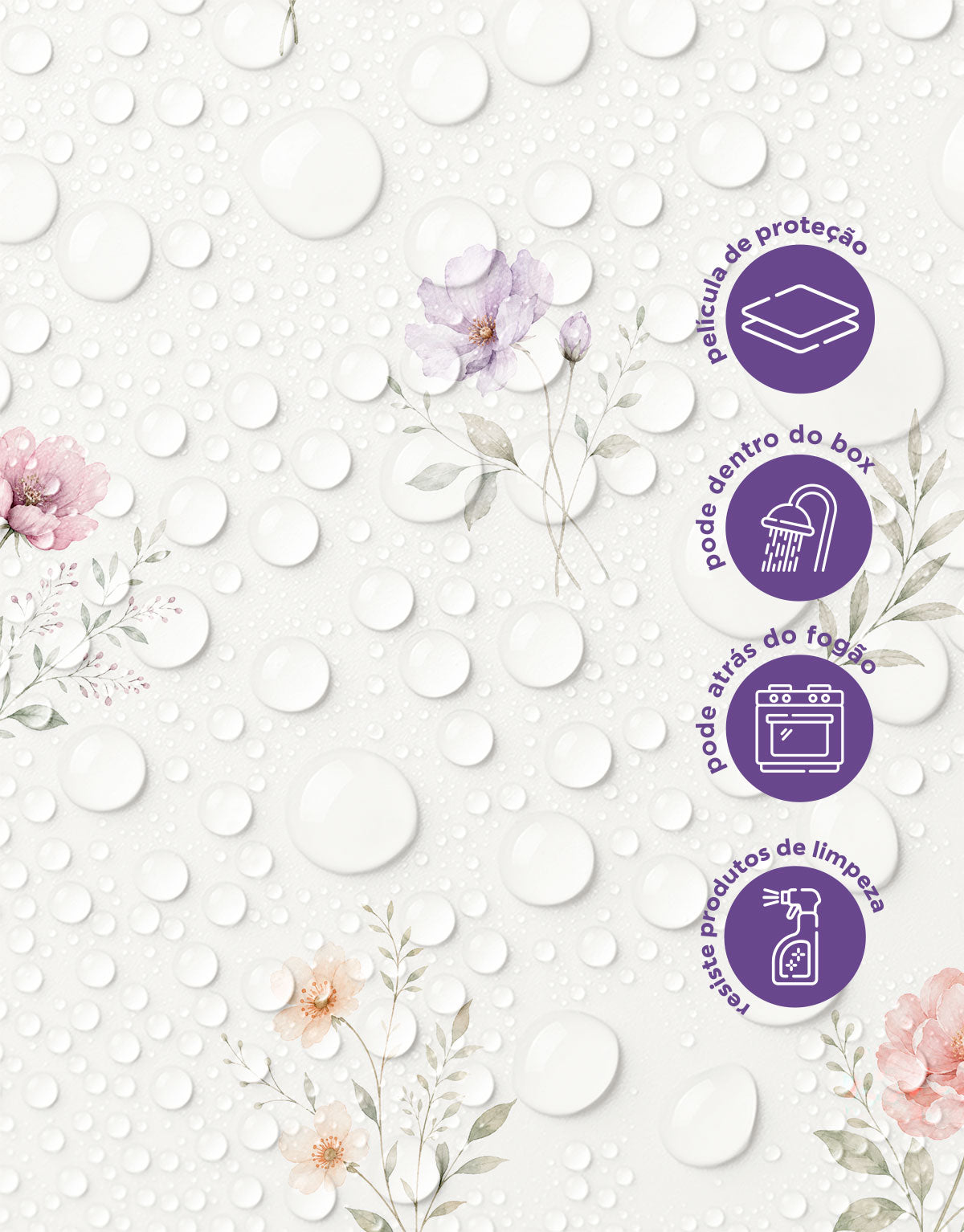 Papel de Parede Adesivo Floral Aquarela Delicada