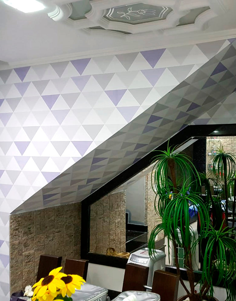 Papel de Parede Adesivo Triângulo Roxo
