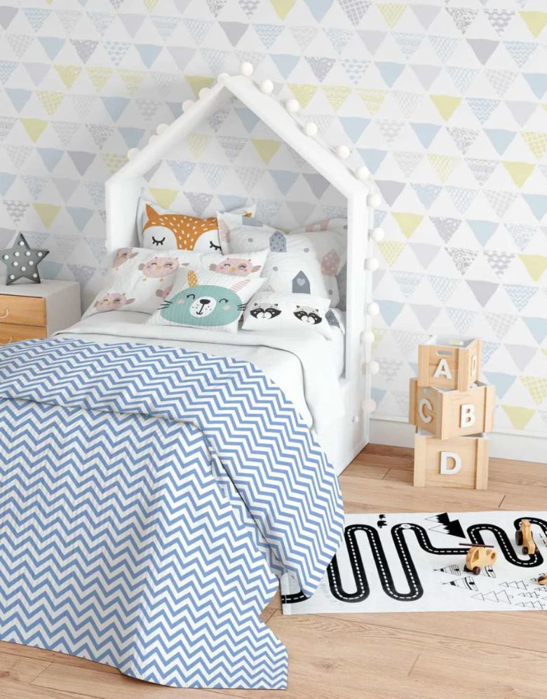 Papel de Parede Adesivo Triângulos Pastéis