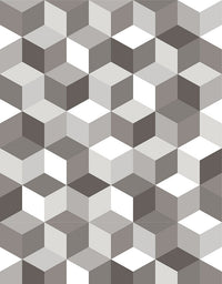 KIT DE 3 ROLOS - 1,50m x 50cm - Papel de Parede Adesivo Cubos