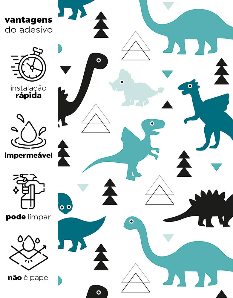 Papel de Parede Adesivo Dinos Azuis