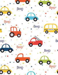 KIT DE 5 ROLOS - 1,50m x 50cm - Papel de Parede Adesivo Carrinhos Beep Beep