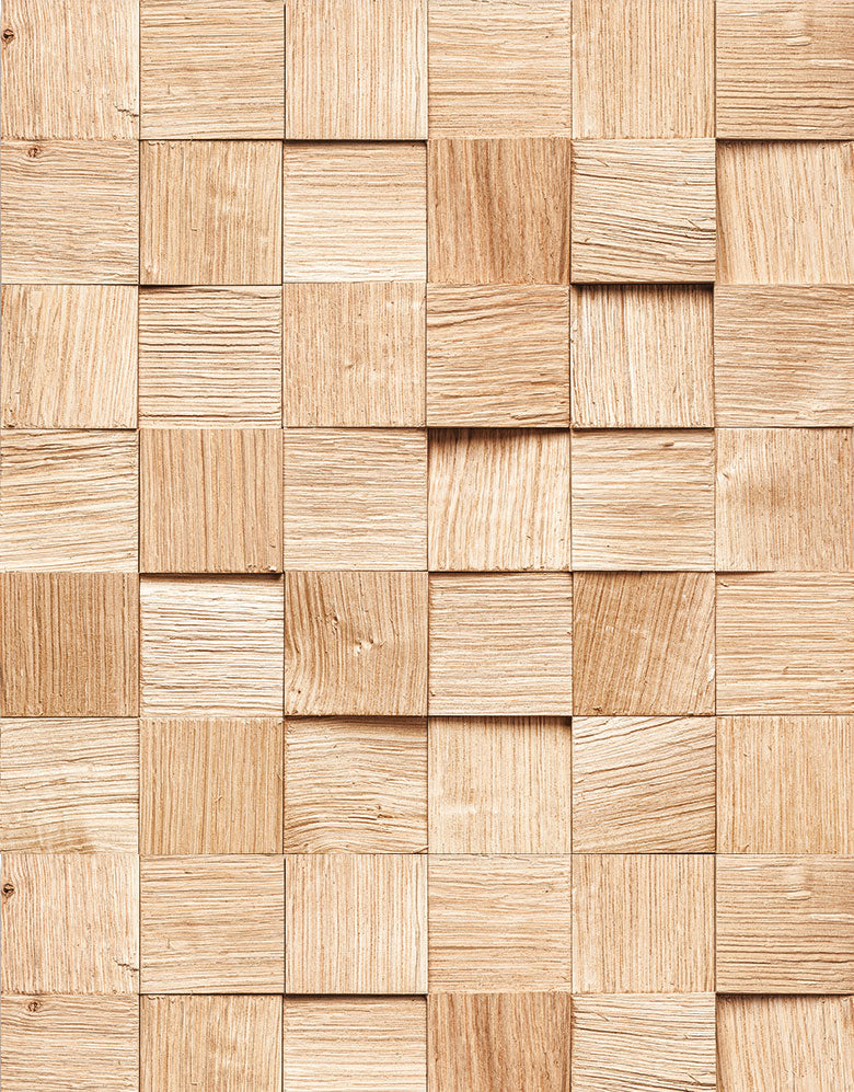 Papel de Parede Adesivo Madeira Cubos 3D