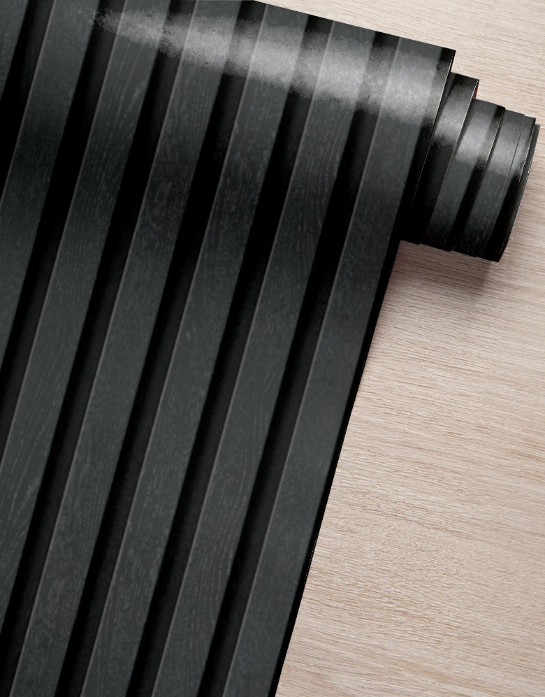 Papel de Parede Madeira Ripada Fina Grafito