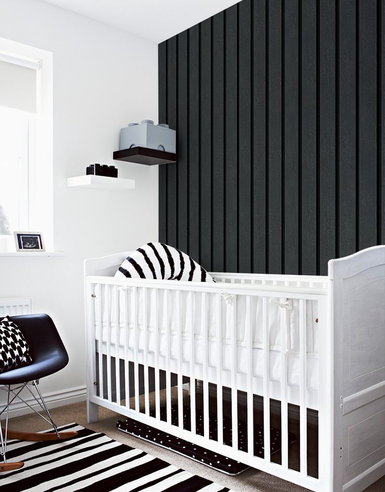 Papel de Parede Madeira Ripada Larga Grafito