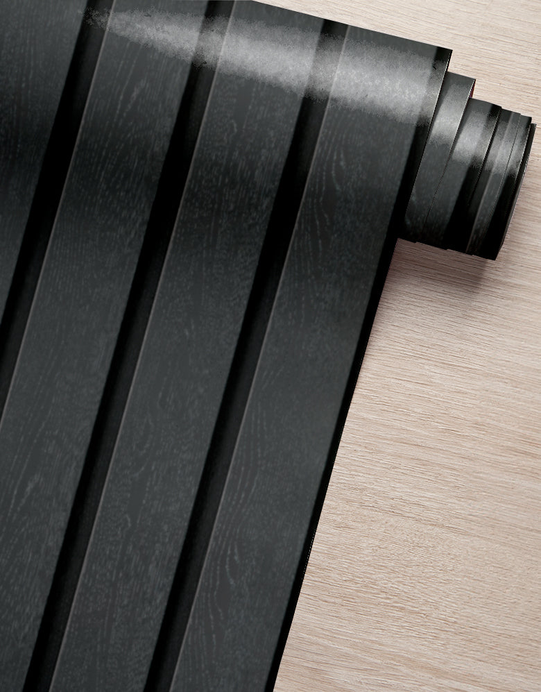 Papel de Parede Madeira Ripada Larga Grafito