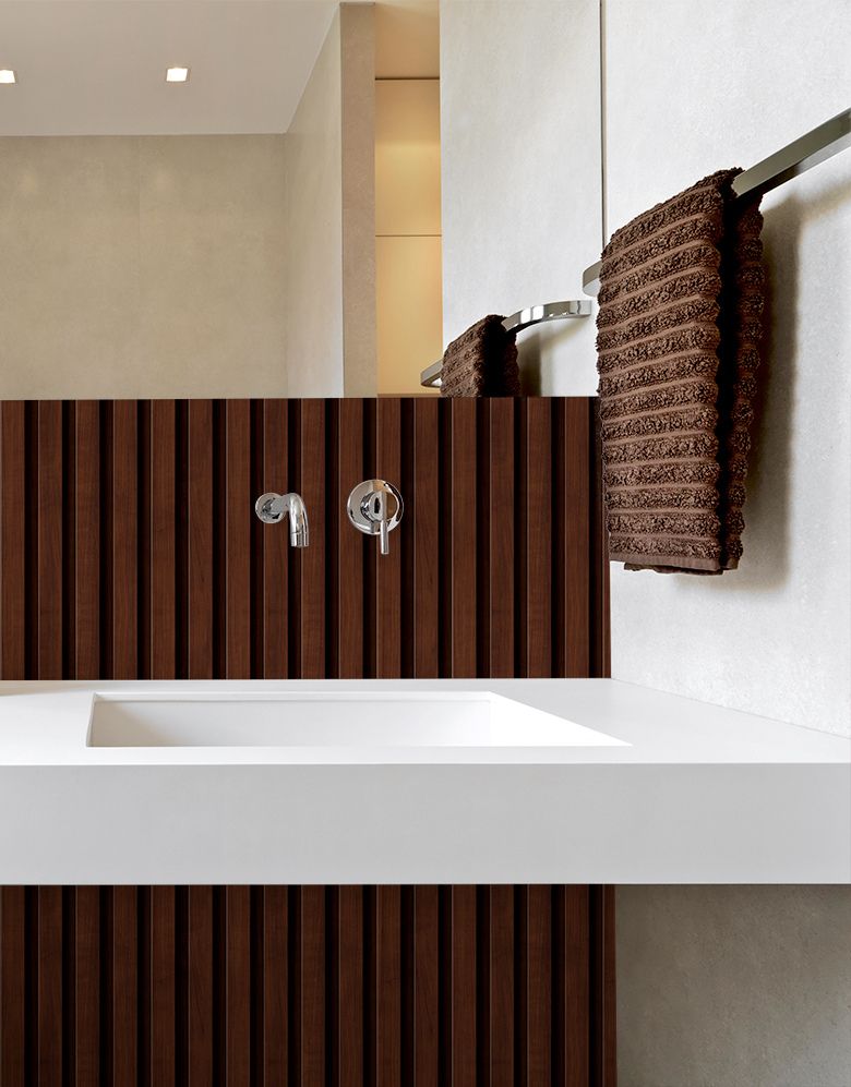 KIT DE 3 ROLOS - 3,00m x 50cm - Papel de Parede Madeira Ripada Fina Capuccino