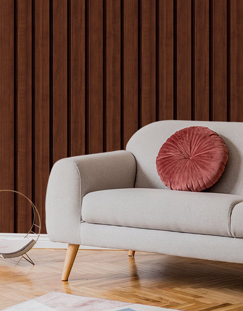 Papel de Parede Madeira Ripada Larga Capuccino