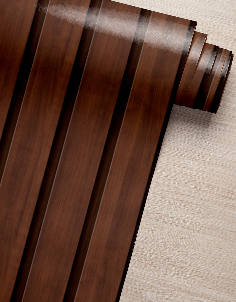 KIT DE 2 ROLOS - 2,50m x 50cm - Papel de Parede Madeira Ripada Larga Capuccino