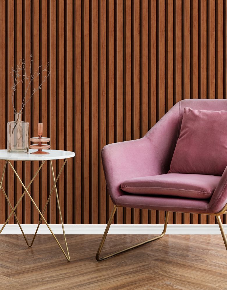 Papel de Parede Madeira Ripada Fina Canela