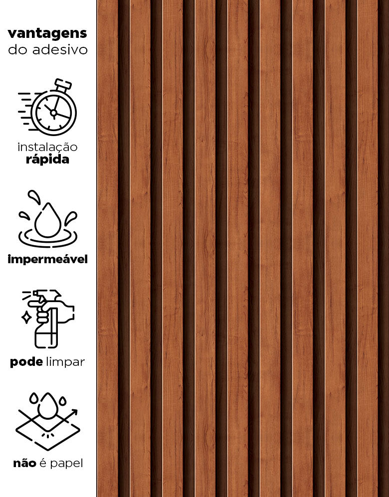Papel de Parede Madeira Ripada Fina Canela