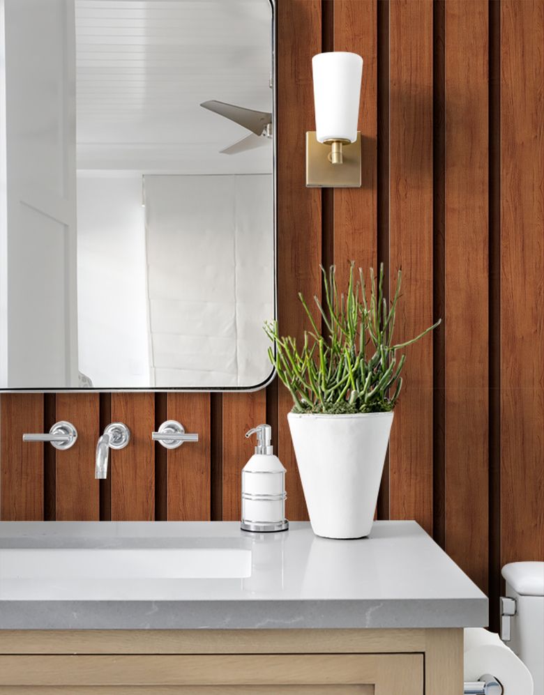 Papel de Parede Madeira Ripada Larga Canela