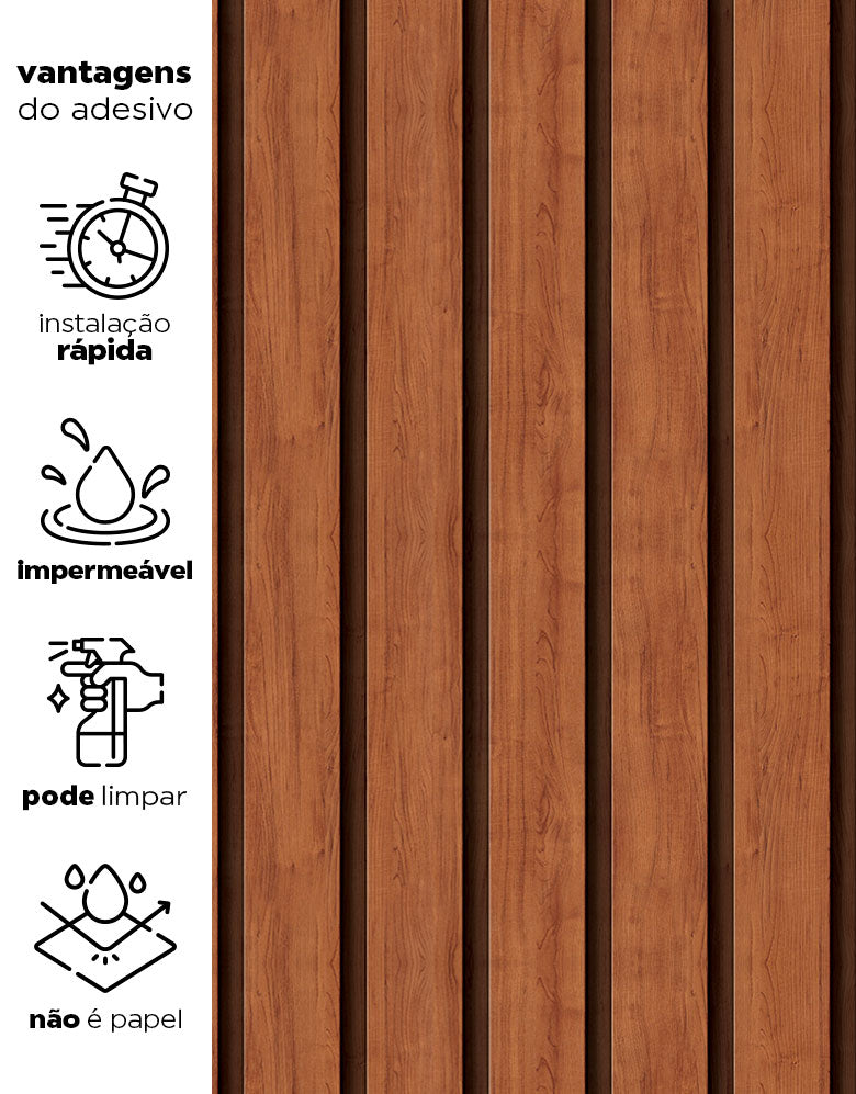 Papel de Parede Madeira Ripada Larga Canela