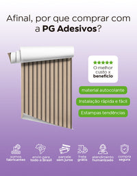KIT DE 5 ROLOS - 1,00m x 50cm - Papel de Parede Madeira Ripada Fina Amêndoa