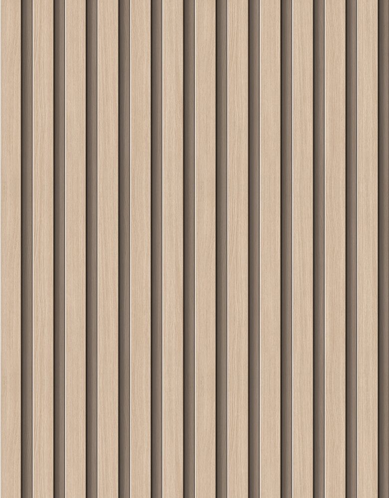 KIT DE 5 ROLOS - 1,00m x 50cm - Papel de Parede Madeira Ripada Fina Amêndoa