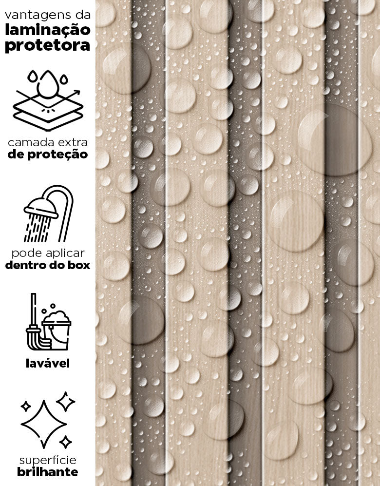 KIT DE 5 ROLOS - 1,00m x 50cm - Papel de Parede Madeira Ripada Fina Amêndoa