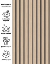 KIT DE 5 ROLOS - 1,00m x 50cm - Papel de Parede Madeira Ripada Fina Amêndoa