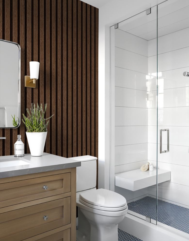 Papel de Parede Madeira Ripada Fina Cacau