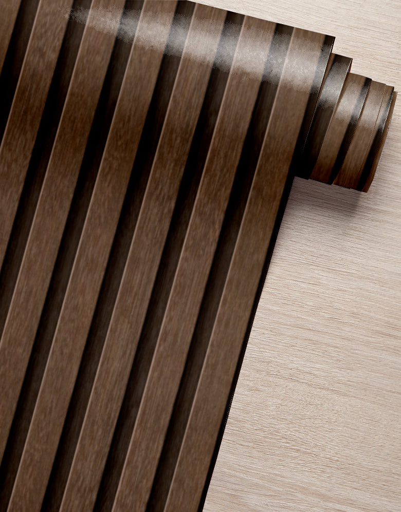 Papel de Parede Madeira Ripada Fina Cacau