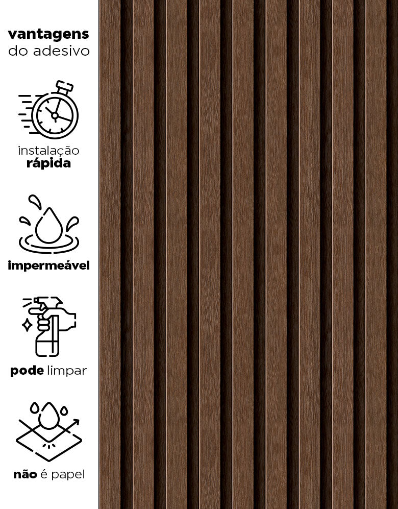 Papel de Parede Madeira Ripada Fina Cacau