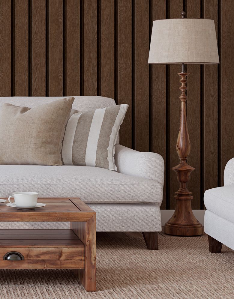 Papel de Parede Madeira Ripada Larga Cacau