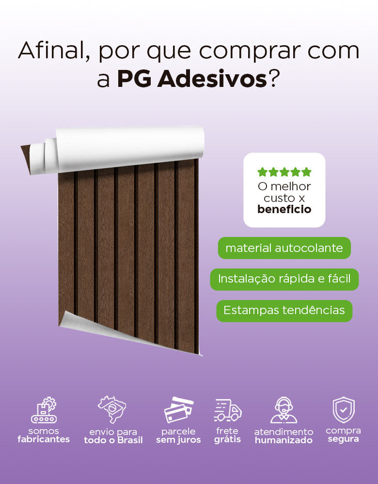 Papel de Parede Madeira Ripada Larga Cacau