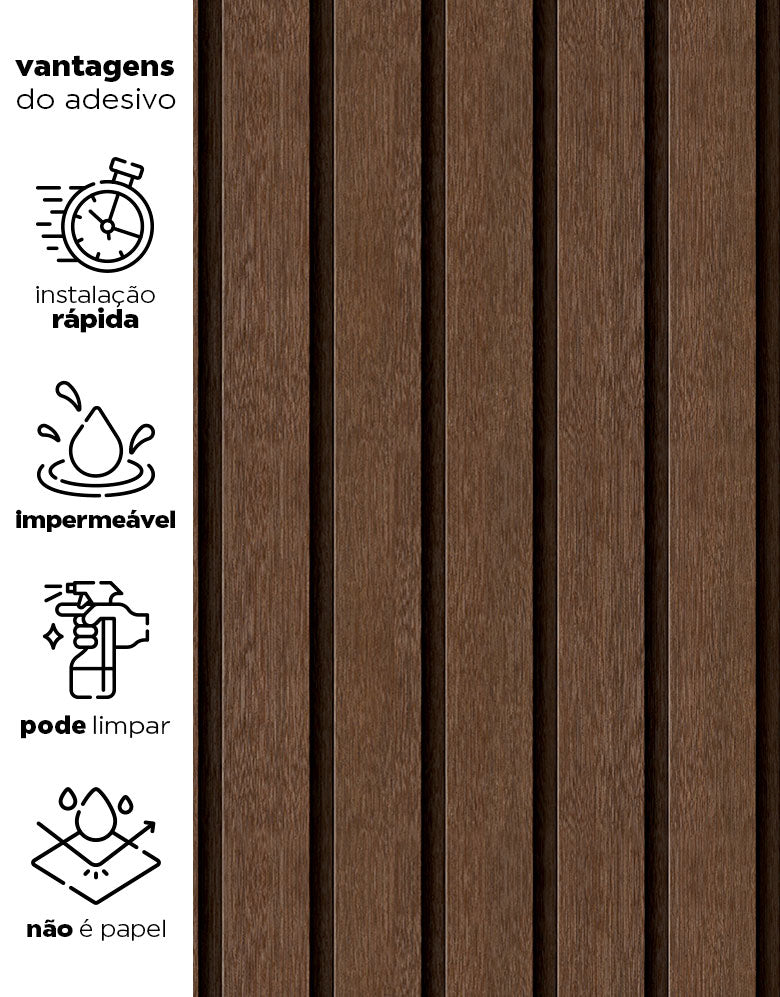 Papel de Parede Madeira Ripada Larga Cacau