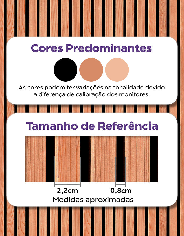 KIT DE 6 ROLOS - 2,50m x 50cm - Papel de Parede Ripas de Madeira Cerejeira