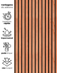 KIT DE 6 ROLOS - 2,50m x 50cm - Papel de Parede Ripas de Madeira Cerejeira