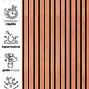 KIT DE 6 ROLOS - 2,50m x 50cm - Papel de Parede Ripas de Madeira Cerejeira