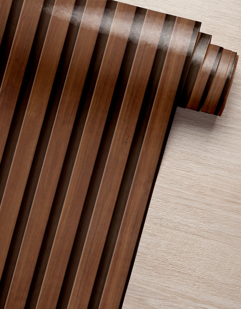 Papel de Parede Madeira Ripada Fina Avelã