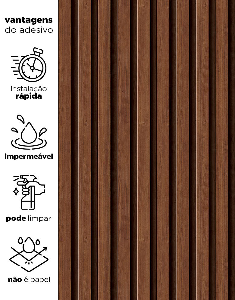 Papel de Parede Madeira Ripada Fina Avelã