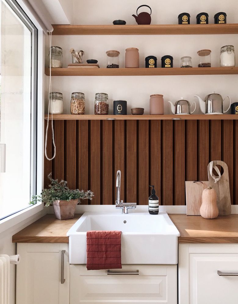 Papel de Parede Madeira Ripada Larga Avelã