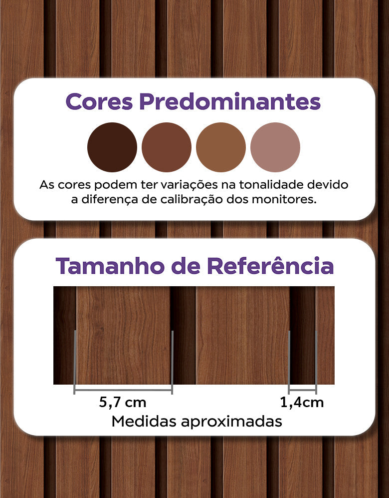 KIT DE 3 ROLOS - 3,00m x 50cm - Papel de Parede Madeira Ripada Larga Avelã