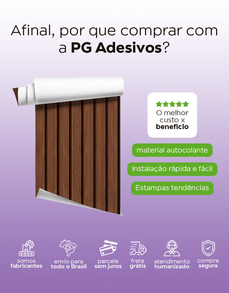 KIT DE 3 ROLOS - 3,00m x 50cm - Papel de Parede Madeira Ripada Larga Avelã