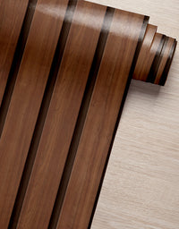 KIT DE 3 ROLOS - 3,00m x 50cm - Papel de Parede Madeira Ripada Larga Avelã