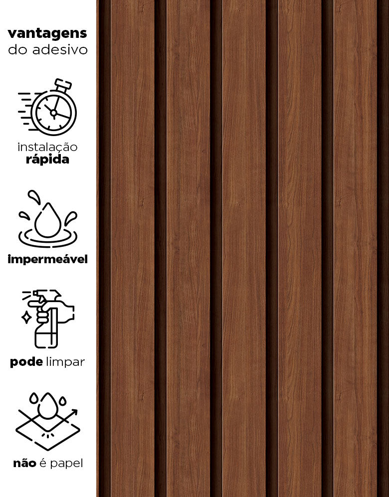 Papel de Parede Madeira Ripada Larga Avelã