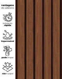 KIT DE 2 ROLOS - 1,50m x 50cm - Papel de Parede Madeira Ripada Larga Avelã