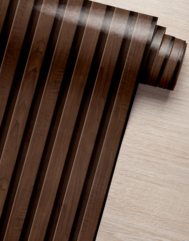 Papel de Parede Madeira Ripada Fina Chocolate