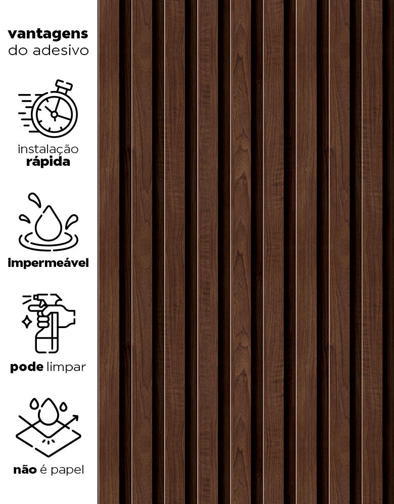 Papel de Parede Madeira Ripada Fina Chocolate