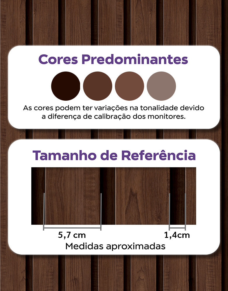 KIT DE 3 ROLOS - 2,50m x 50cm - Papel de Parede Madeira Ripada Larga Chocolate
