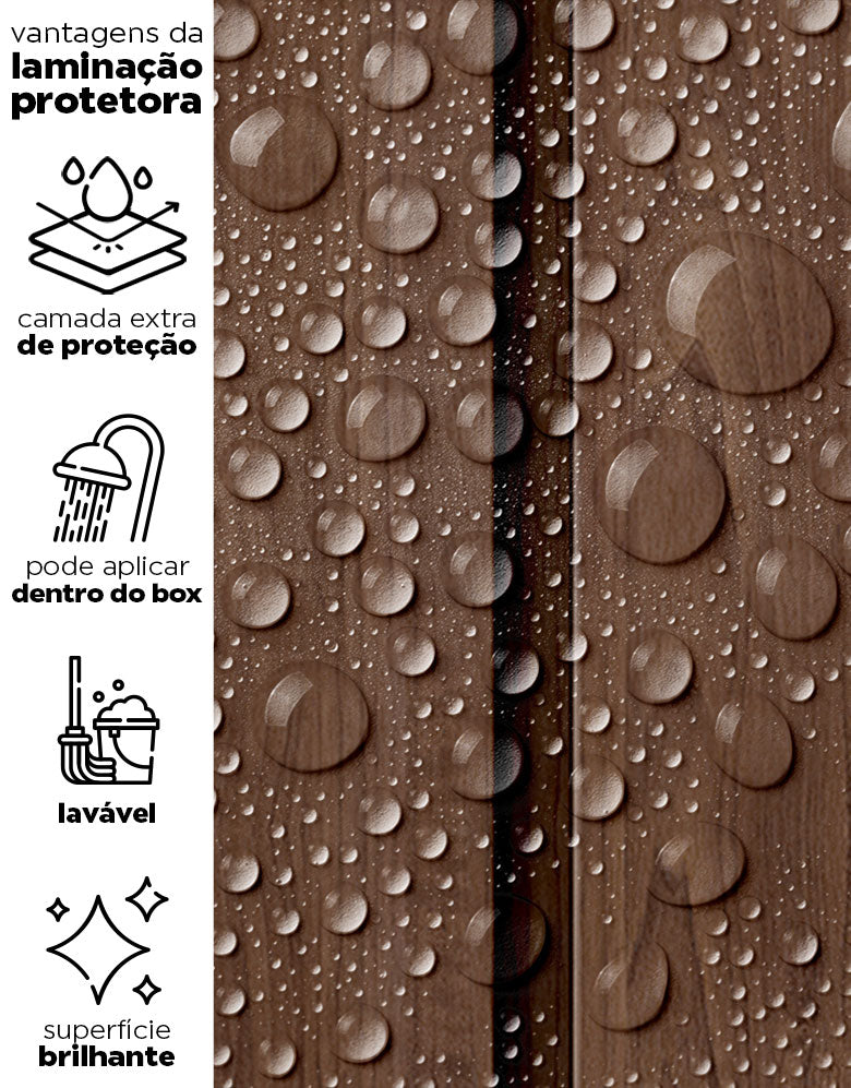 KIT DE 3 ROLOS - 2,50m x 50cm - Papel de Parede Madeira Ripada Larga Chocolate