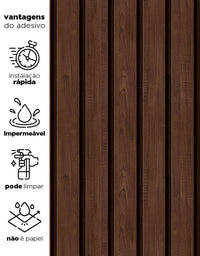 KIT DE 3 ROLOS - 2,50m x 50cm - Papel de Parede Madeira Ripada Larga Chocolate