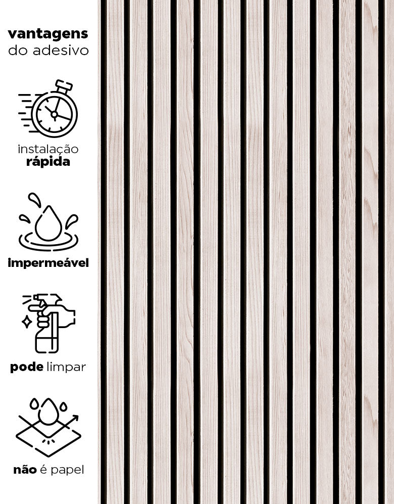 Papel de Parede Madeira Ripada Clean
