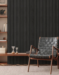 Papel de Parede Madeira Ripada Preta