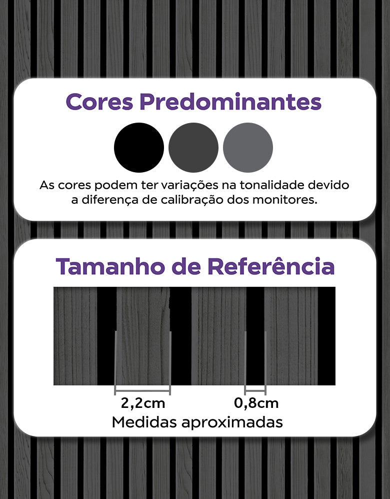 KIT DE 6 ROLOS - 3,00m x 50cm - Papel de Parede Madeira Ripada Preta