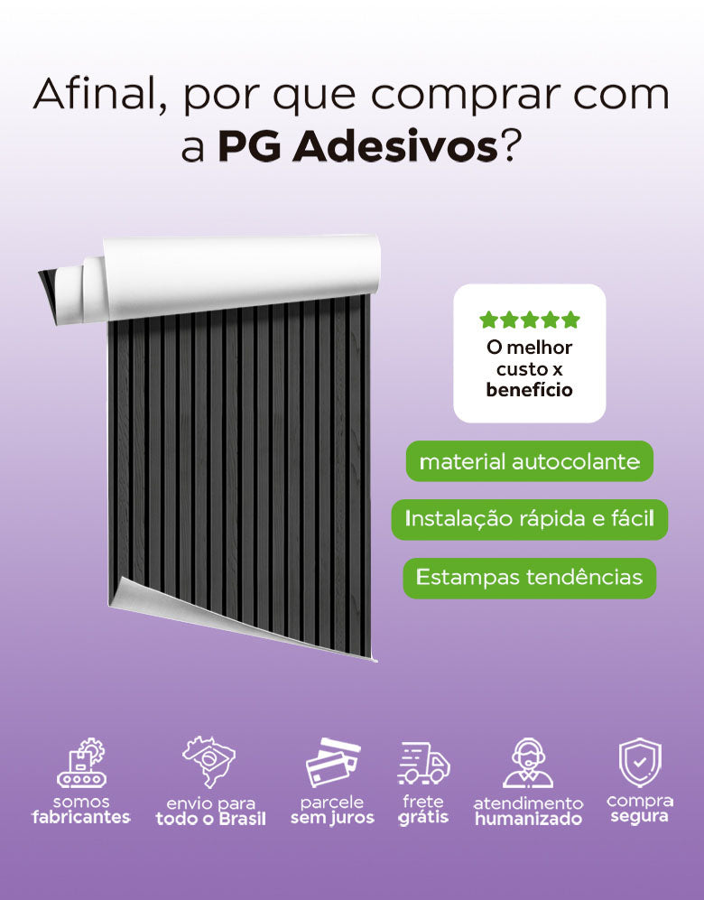 KIT DE 6 ROLOS - 3,00m x 50cm - Papel de Parede Madeira Ripada Preta