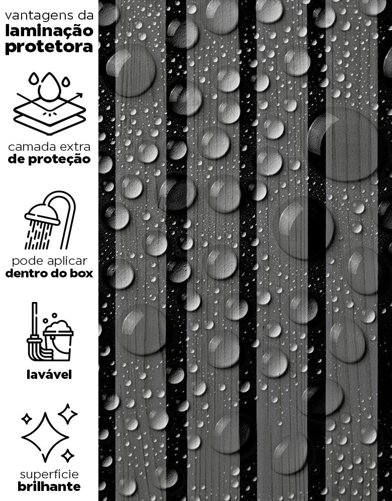 KIT DE 6 ROLOS - 3,00m x 50cm - Papel de Parede Madeira Ripada Preta